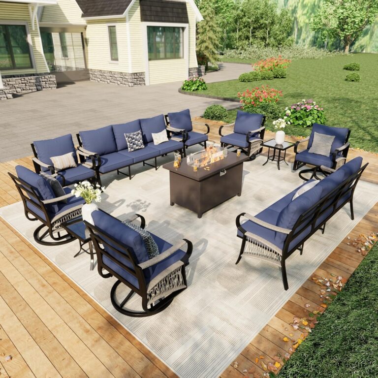 Image 1 of 11 piece patio furniture set with fire pit