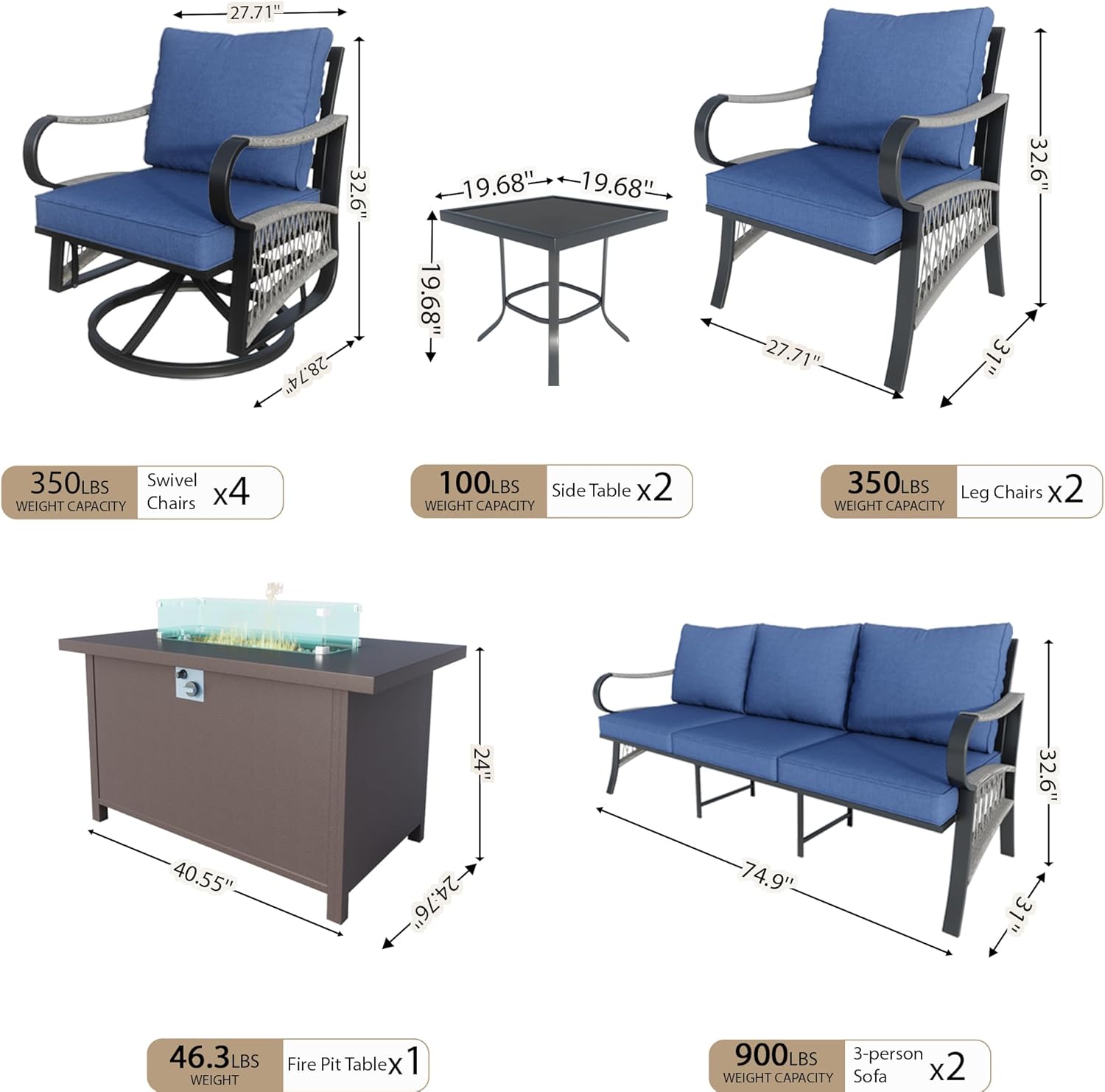 11 piece patio furniture set with fire pit,should I buy a patio conversation set with fire pit,best outdoor furniture set for backyard,11 piece patio set pros cons,fire pit table conversation set durable,swivel rocking chairs patio furniture worth buying unboxing and complete package contents