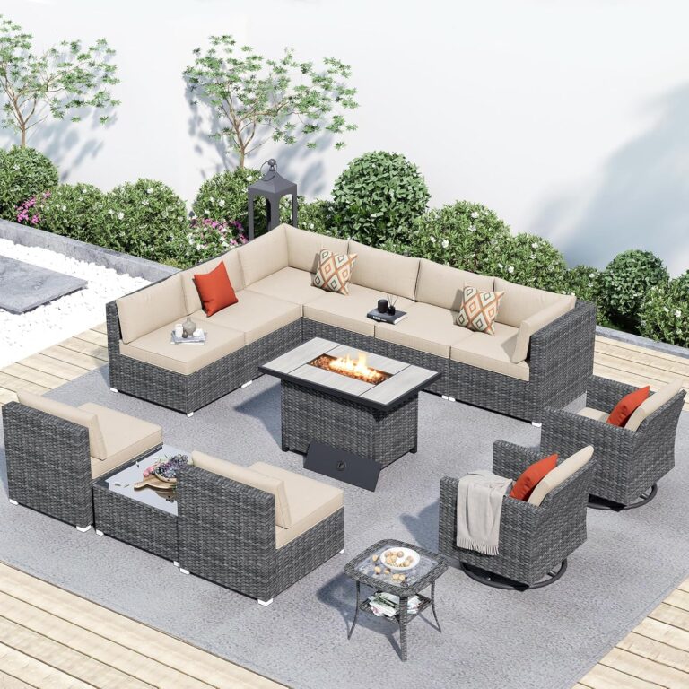 Image 1 of 13 piece patio set with fire pit