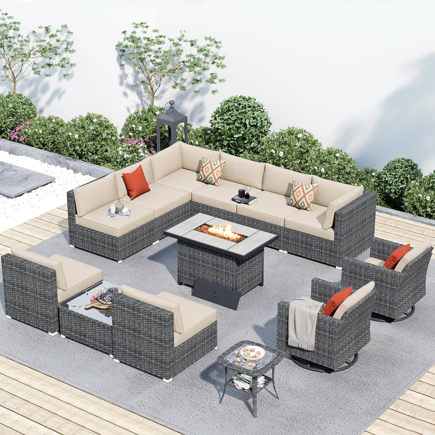 Image 1 of 13 piece patio set with fire pit