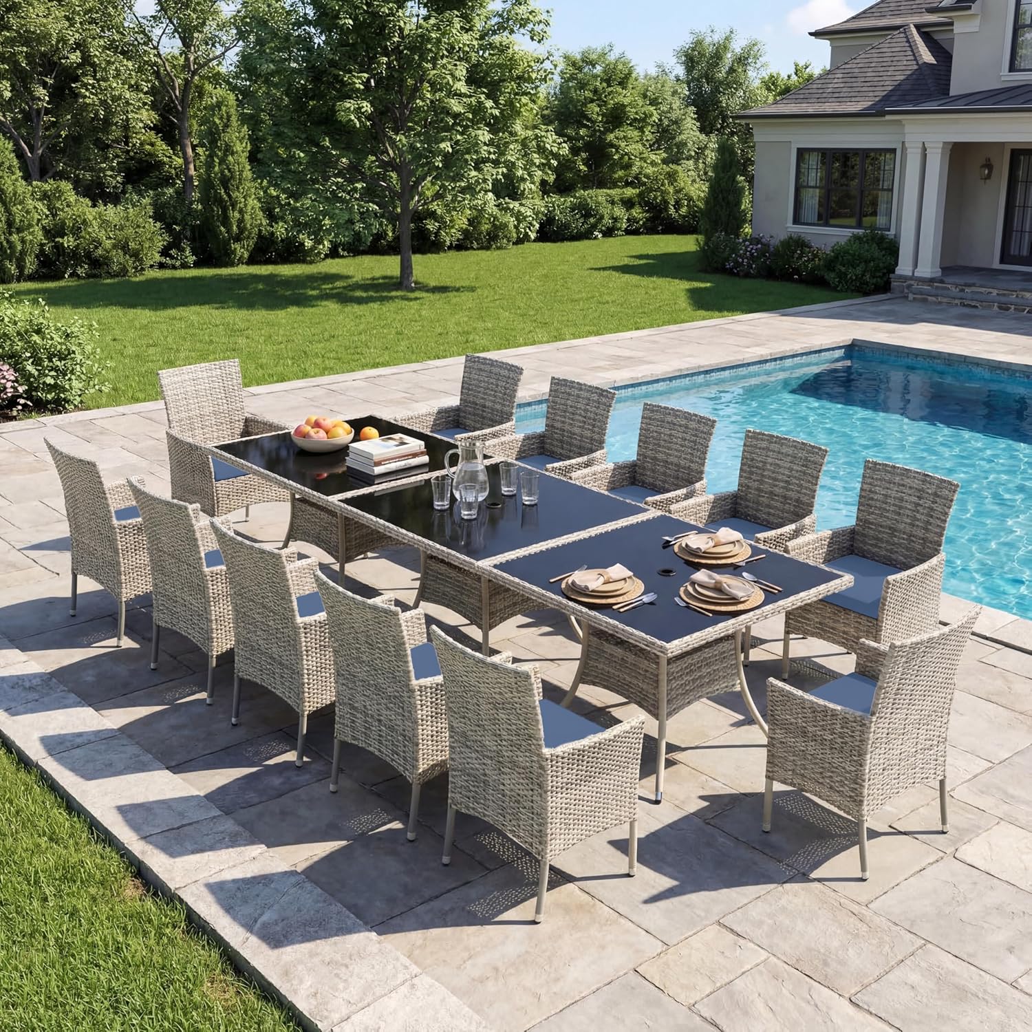 Image 1 of 15 piece patio dining set