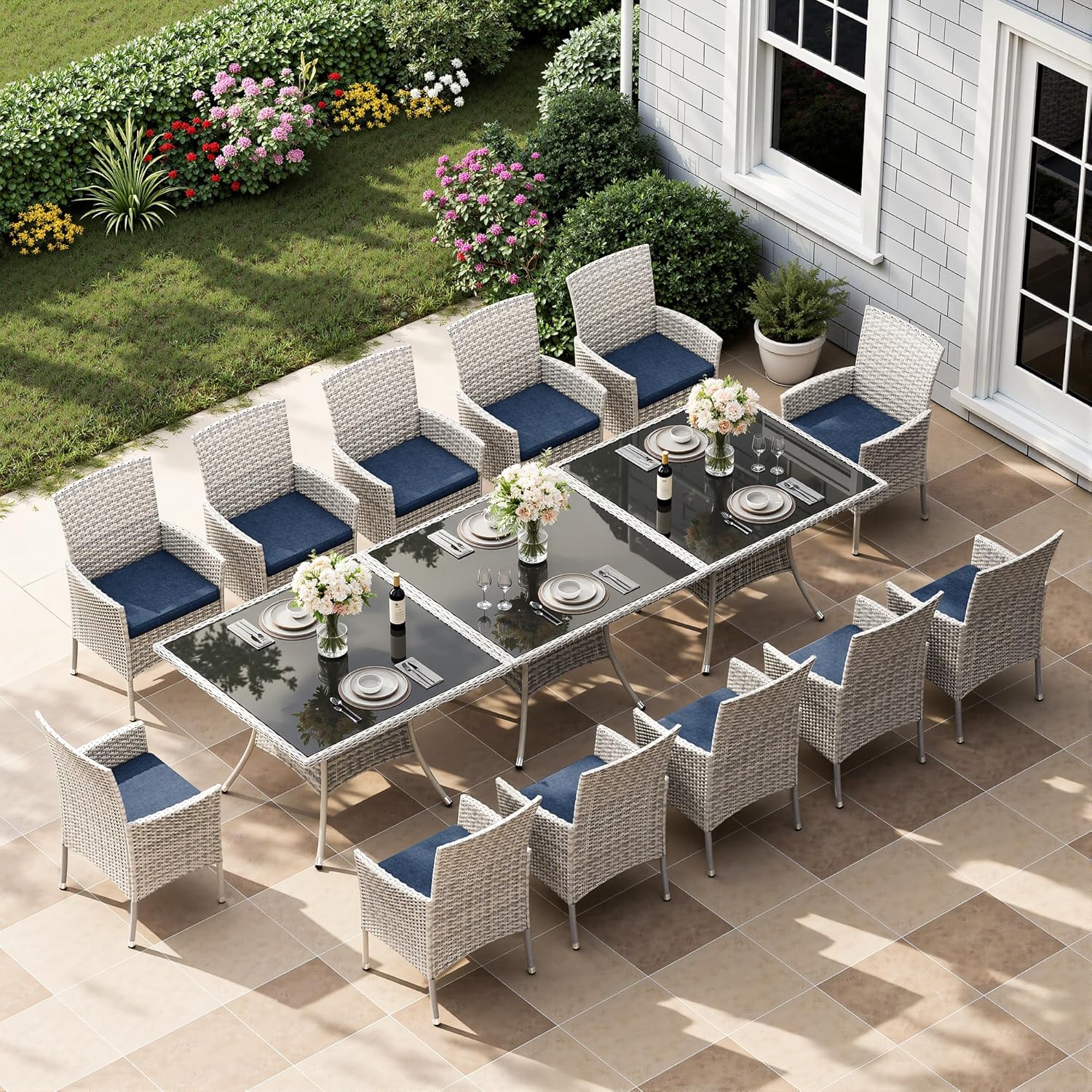 15 piece patio dining set,best patio dining set for large groups,15 piece outdoor furniture set pros cons,Muphyers patio set worth buying,expandable patio dining set vs standard,patio furniture set with wicker chairs unboxing and complete package contents