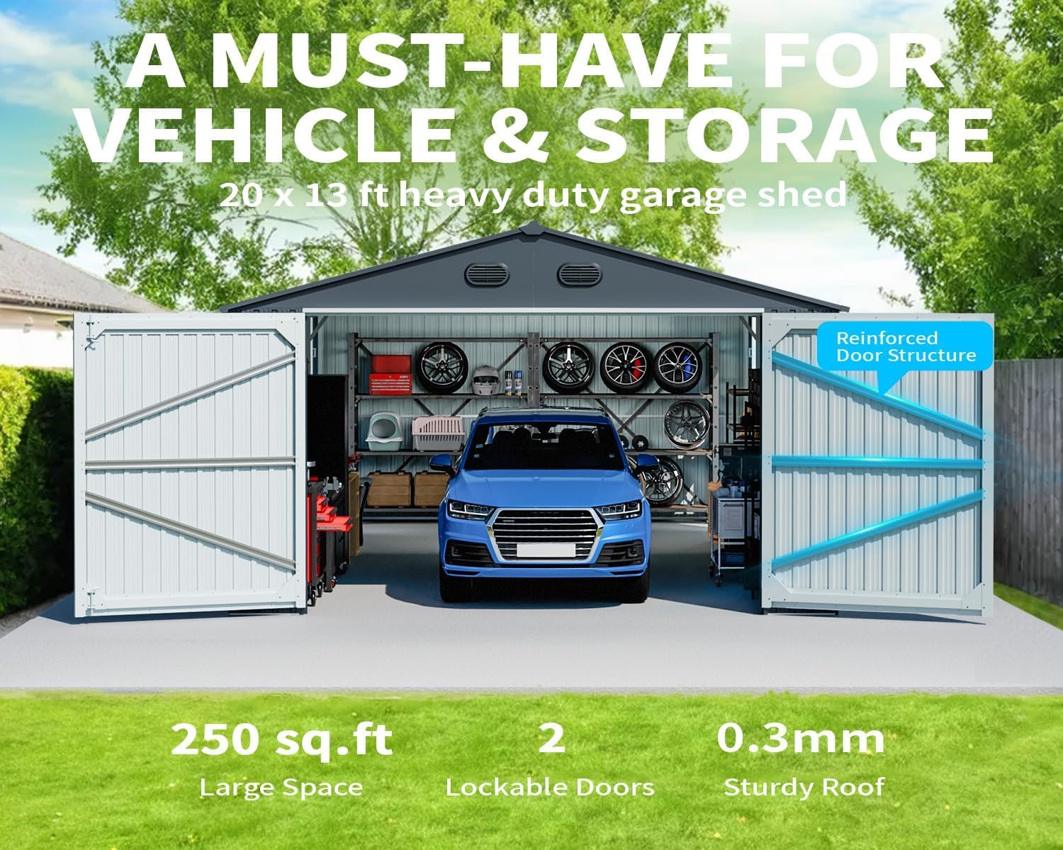 20x13 metal garage shed worth buying,should I buy a 20x13 metal shed,20x13 metal garage shed pros cons,best large metal shed for car,20x13 metal shed vs alternatives,ELOMBR metal shed honest unboxing and complete package contents