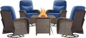 Image 1 of ACTREST Navy Blue patio set with fire pit