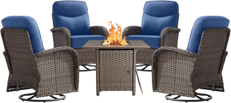 Image 1 of ACTREST Navy Blue patio set with fire pit