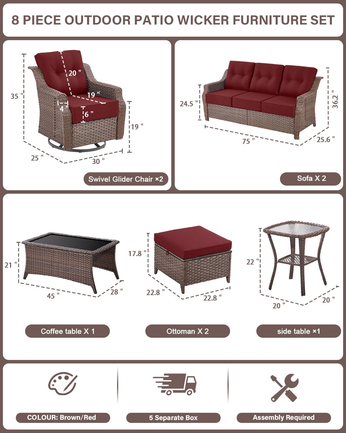 Belord 8 piece patio conversation set, Belord wicker outdoor furniture worth buying, Belord 8 piece patio set vs others, Belord swivel rocker glider chairs pros cons, best wicker conversation set for deck, where to buy Belord outdoor furniture set unboxing and complete package contents