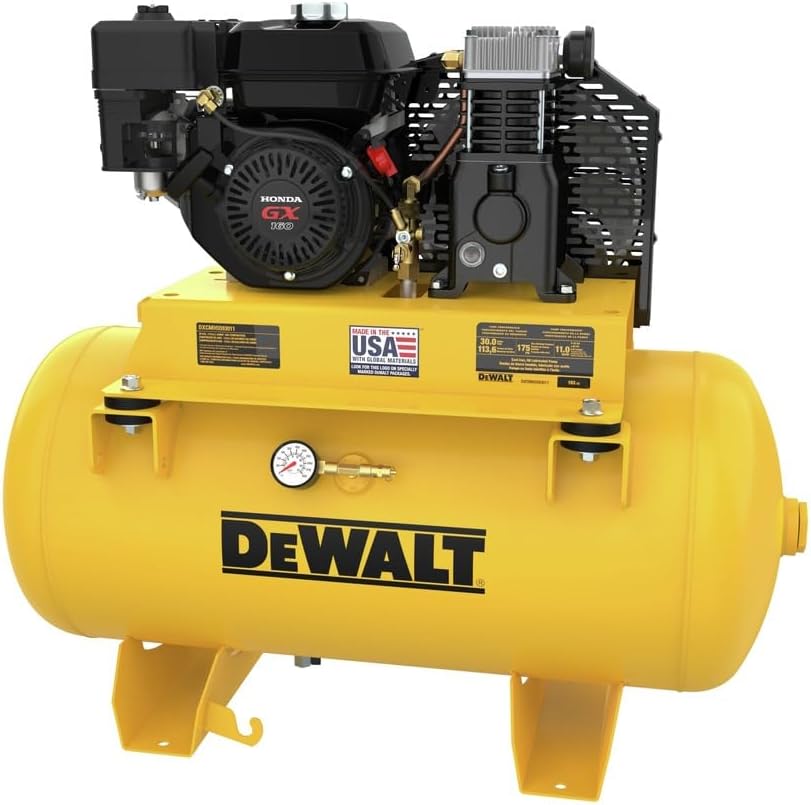 DEWALT 30 gallon gas air compressor worth it,DEWALT truck mount compressor pros cons,best gas air compressor for service truck,DEWALT Honda GX160 compressor honest,should I buy a DEWALT 175 PSI compressor,DEWALT vs other truck air compressors unboxing and complete package contents