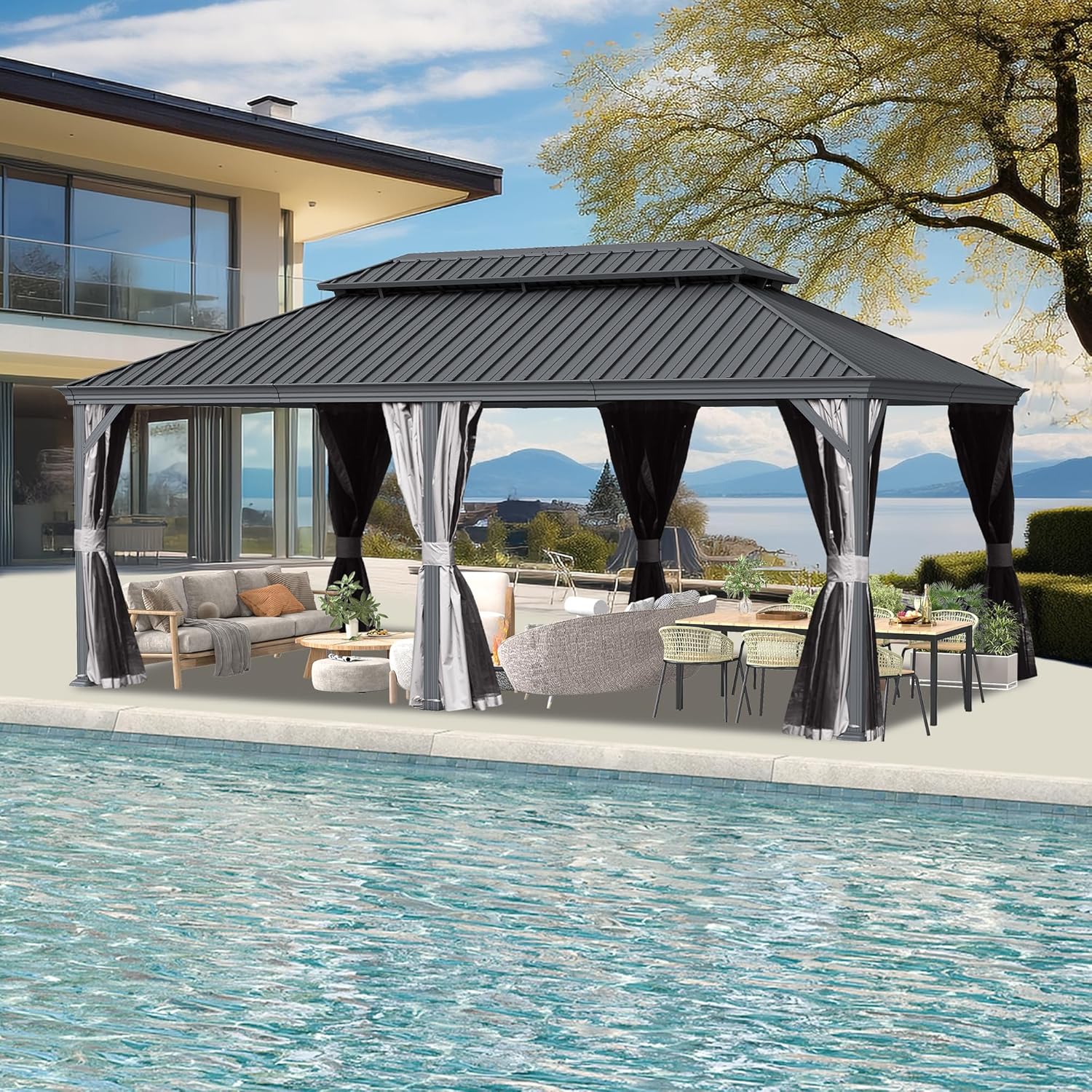 Domi hardtop gazebo worth buying,Domi gazebo pros and cons,best permanent gazebo for patio,Domi 14x24 gazebo honest opinion,hardtop gazebo vs soft top,should I buy a Domi metal gazebo unboxing and complete package contents