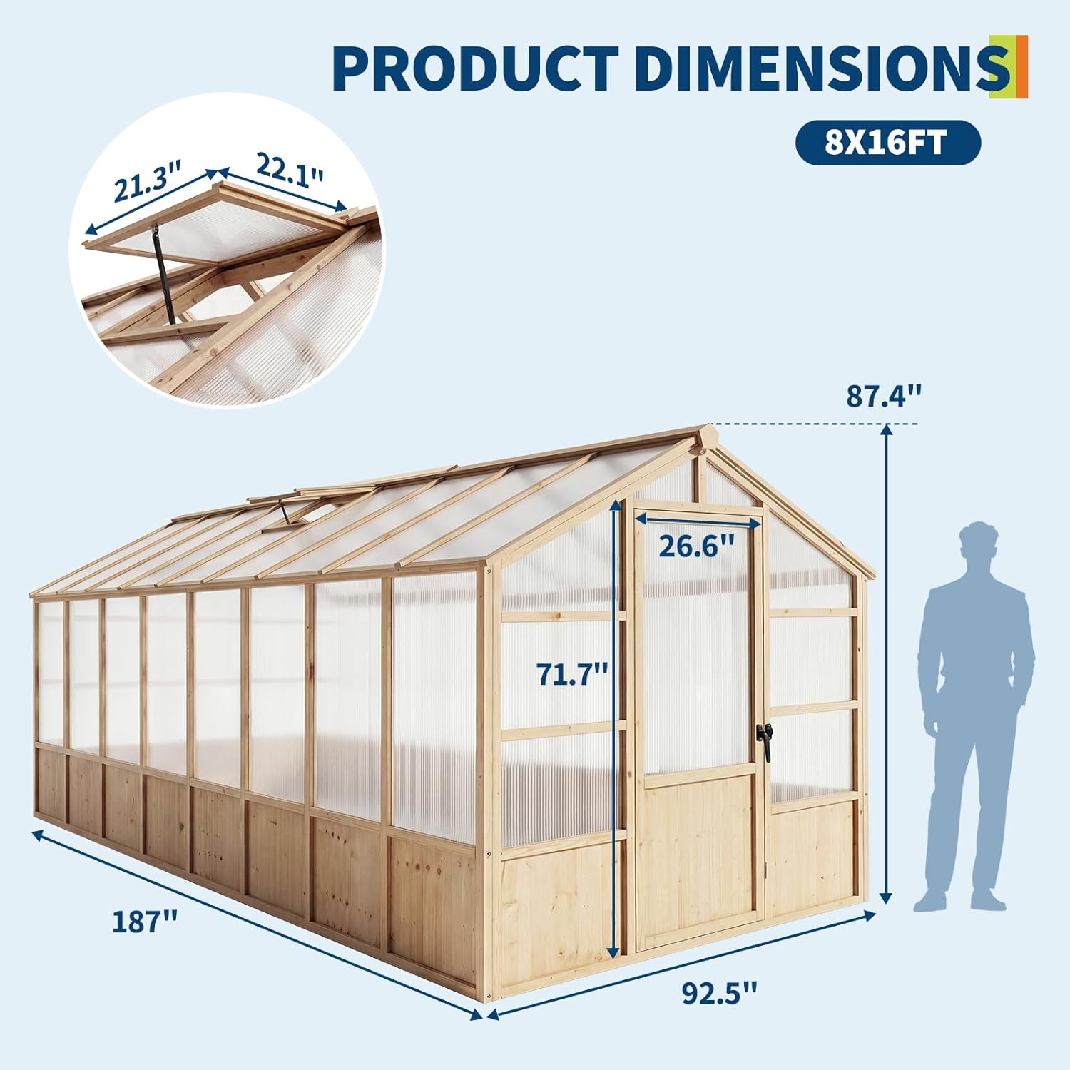 GAOMON wooden greenhouse 8x16,best wooden greenhouse for garden,walk-in greenhouse with lockable door,polycarbonate greenhouse pros cons,should I buy a GAOMON greenhouse,8x16 greenhouse kit worth it unboxing and complete package contents