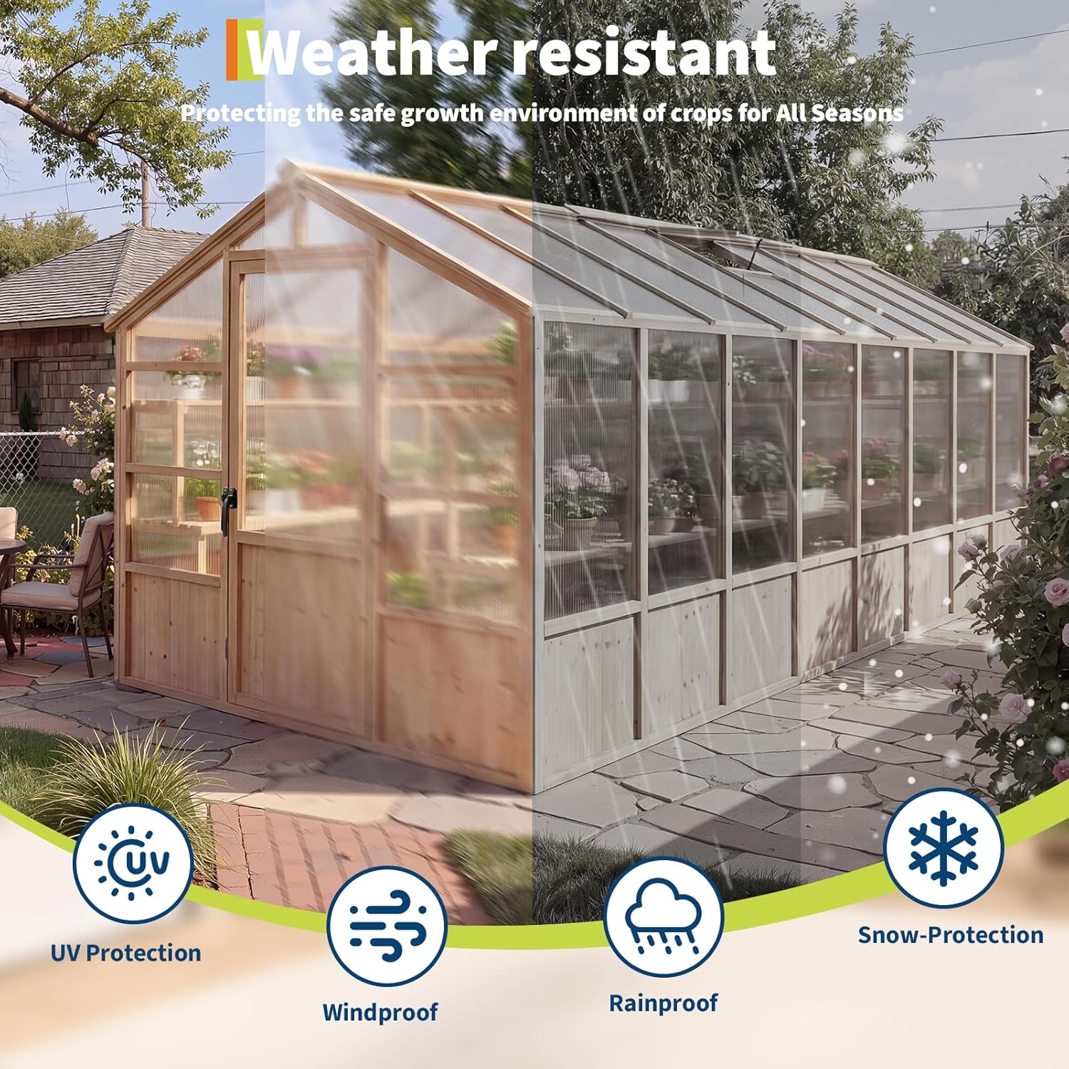 GAOMON wooden greenhouse 8x16,best wooden greenhouse for garden,walk-in greenhouse with lockable door,polycarbonate greenhouse pros cons,should I buy a GAOMON greenhouse,8x16 greenhouse kit worth it performance testing and real-world results