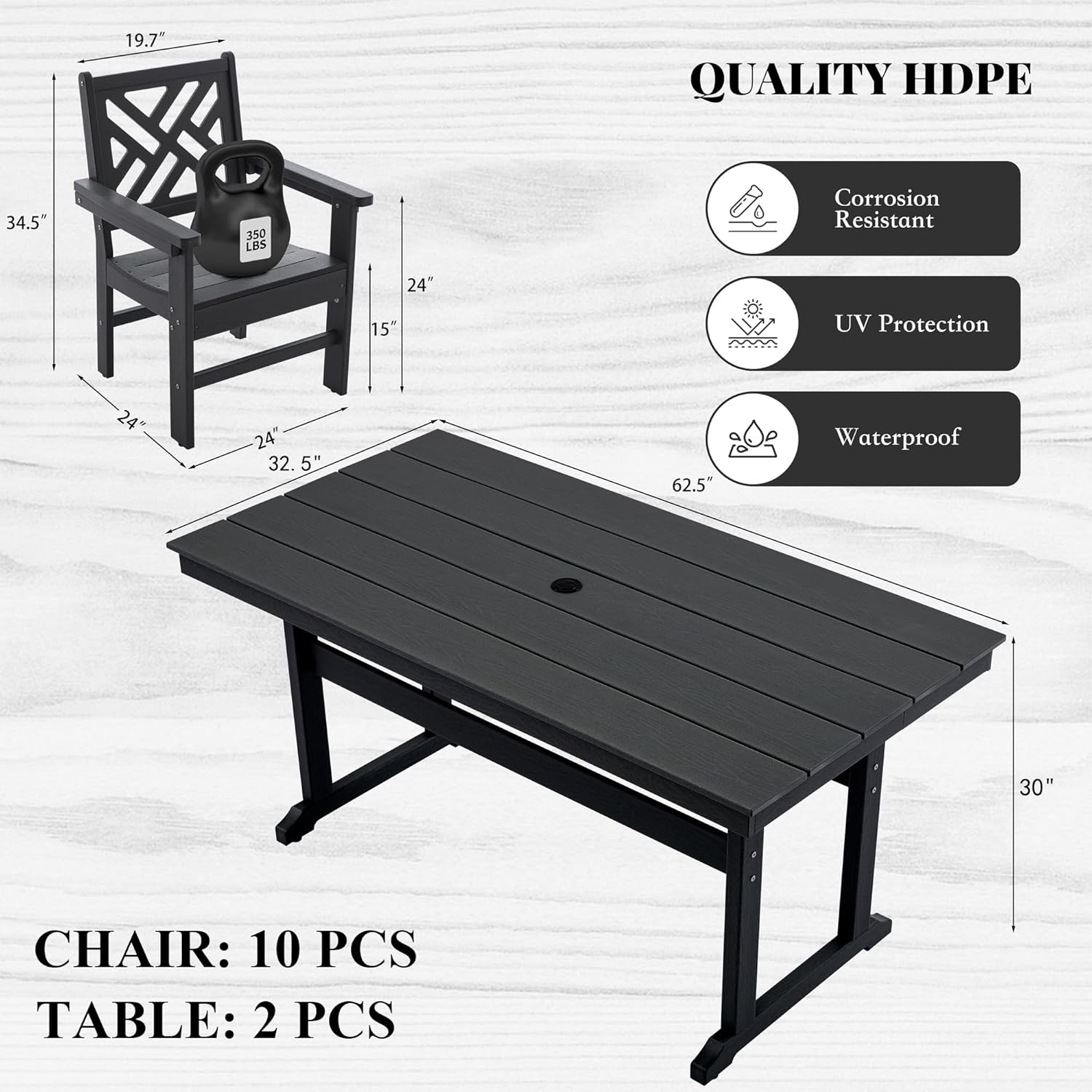 HDPE dining table set 10 chairs outdoor,best outdoor dining set for 10 people,HDPE patio set pros cons,should I buy a HDPE dining set,AZXZCS outdoor table set worth buying,outdoor dining set vs alternatives unboxing and complete package contents