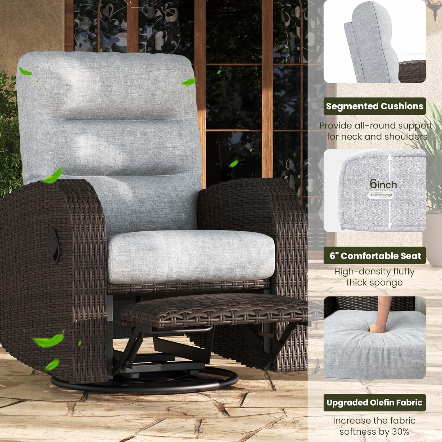 LayinSun outdoor swivel glider recliner,best outdoor recliner chairs for patio,LayinSun wicker recliner pros cons,oversized patio glider worth buying,should I buy LayinSun recliner chair set,swivel recliner chair heavy duty comfort performance testing and real-world results