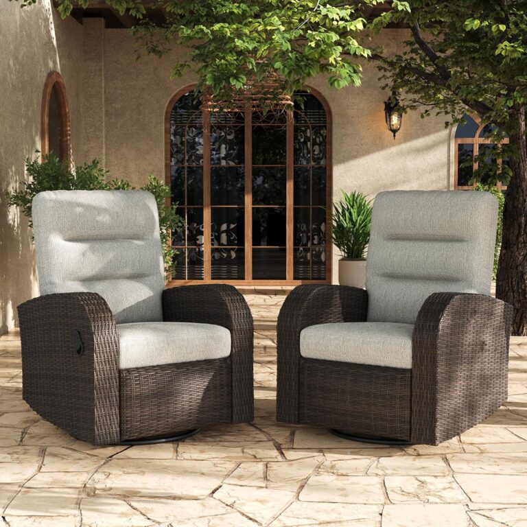 Image 1 of LayinSun oversized wicker outdoor swivel glider recliner