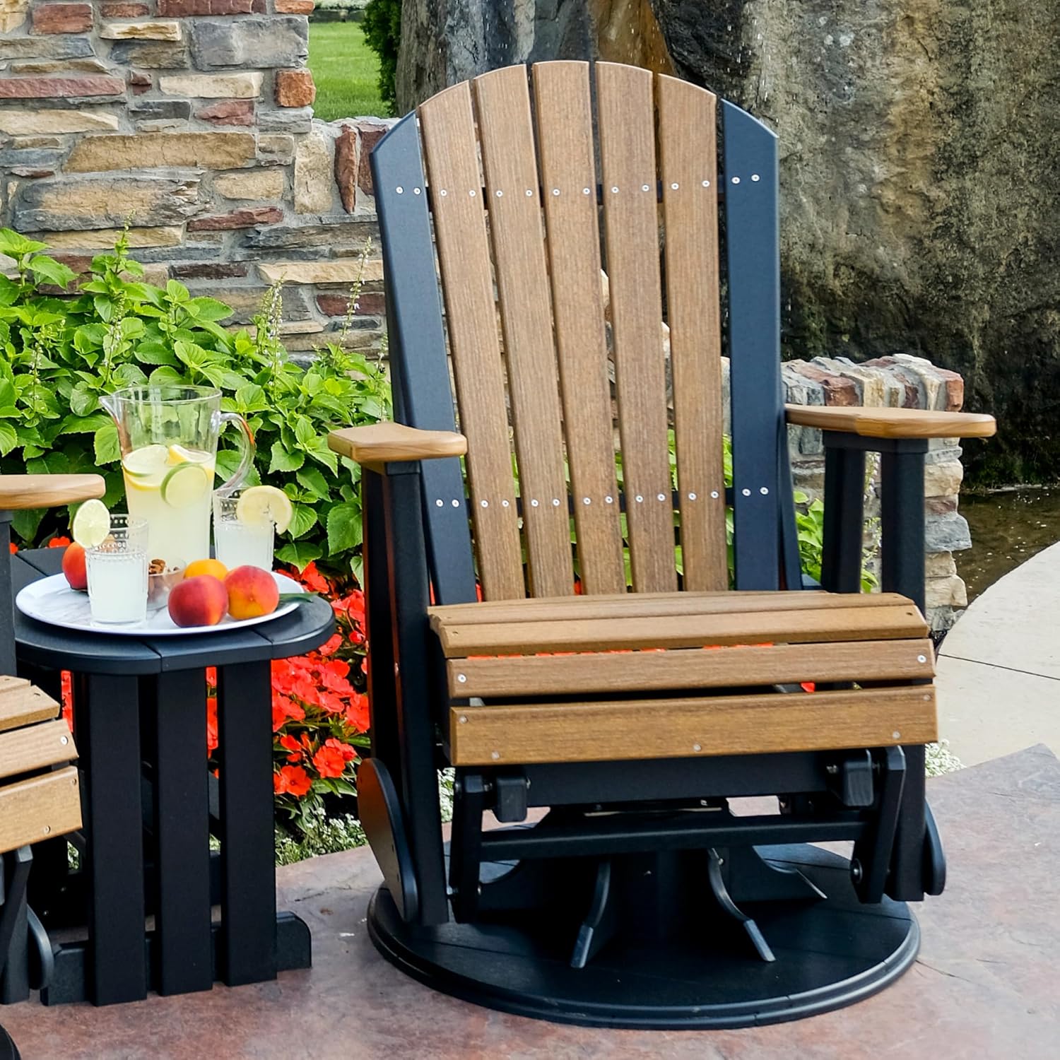 LuxCraft 2' Adirondack swivel glider chair,best outdoor swivel glider chair for patio,LuxCraft Adirondack chair pros cons,is the LuxCraft swivel glider worth buying,swivel glider vs rocker for outdoor,HDPE outdoor chair durability unboxing and complete package contents