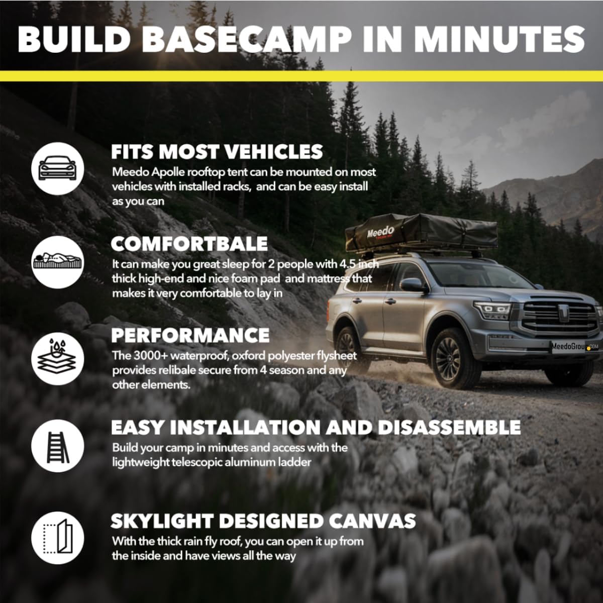 Step-by-step guide for Meedo Apolle A86 M worth buying,Meedo Apolle A86 M pros cons,best soft shell rooftop tent,Meedo Apolle worth the money,Apolle A86 M for overlanding,Meedo rooftop tent honest opinion - complete tutorial