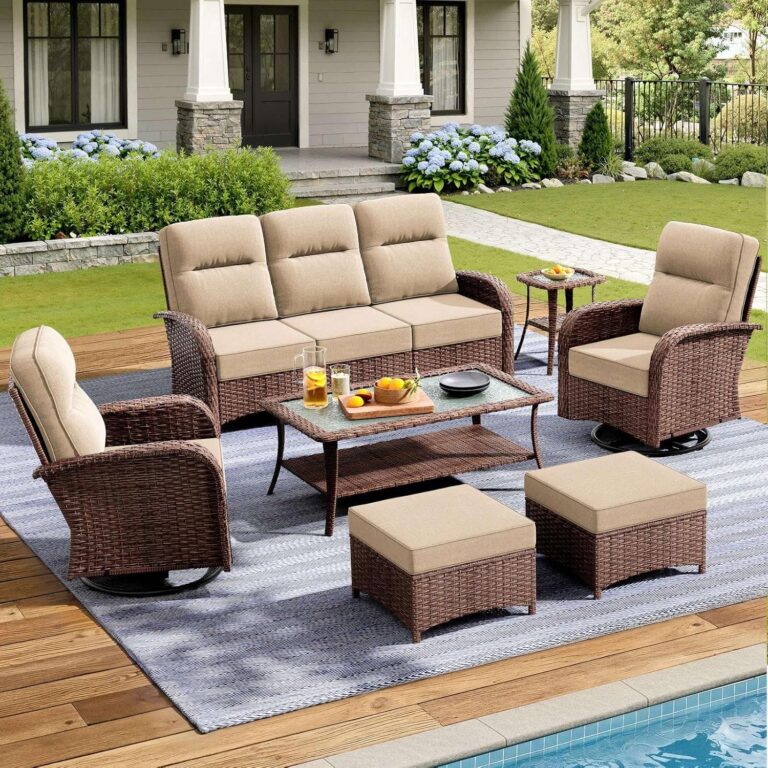 Image 1 of NUSBAY 7 piece wicker patio set