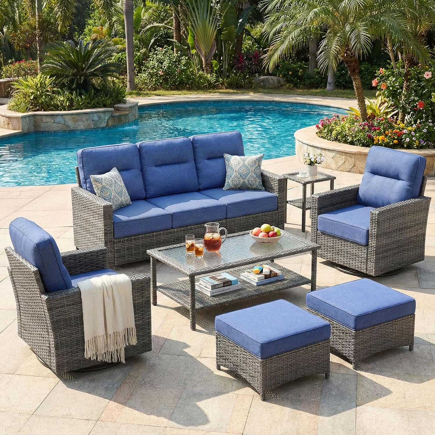 Image 1 of NUSBAY patio furniture set blue
