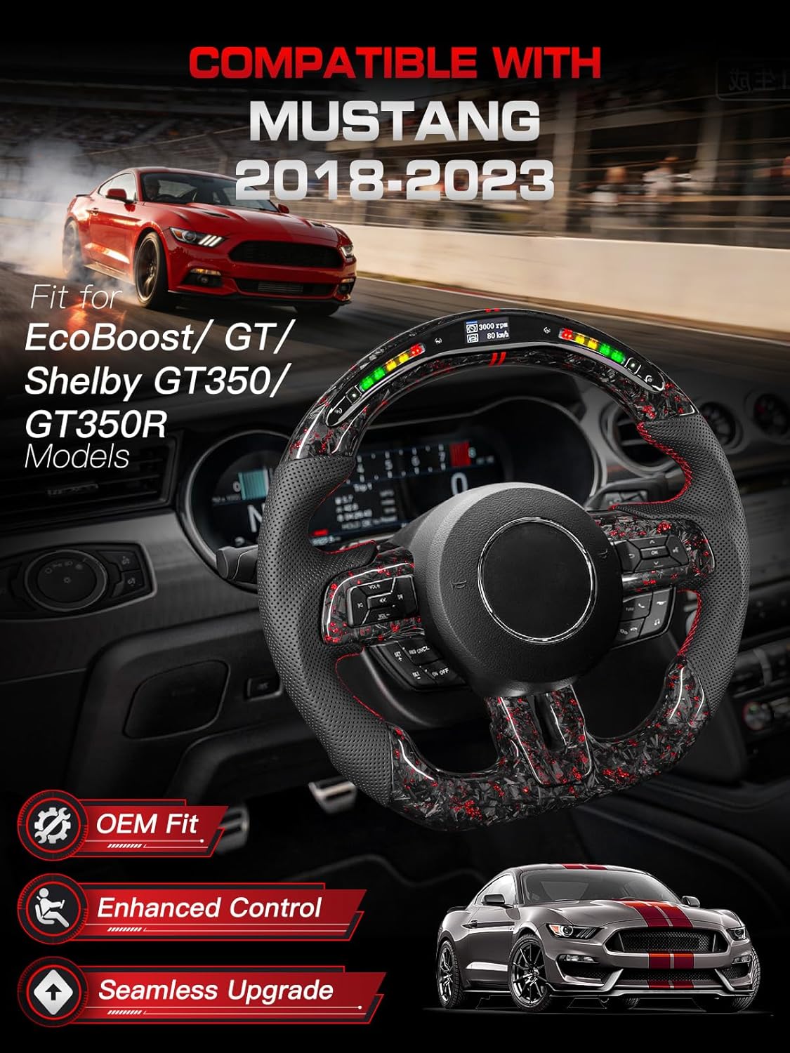 TESFEEL LED steering wheel worth it,should I buy TESFEEL LED steering wheel,TESFEEL LED wheel pros cons,best LED steering wheel for Mustang,TESFEEL vs other steering wheels,LED steering wheel for Mustang GT unboxing and complete package contents