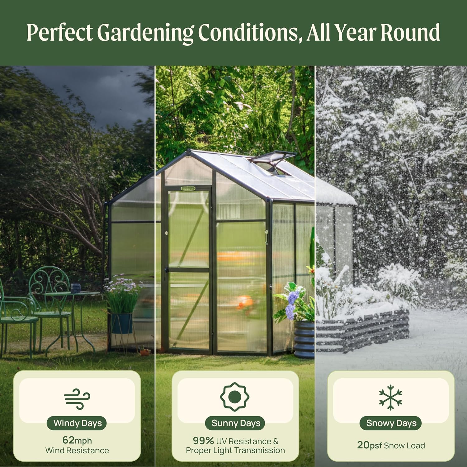 Vego Garden Junior Victorian Greenhouse,best backyard greenhouse for beginners,Vego Garden greenhouse pros cons,aluminum polycarbonate greenhouse worth buying,all-season greenhouse for patio,should I buy Vego Garden greenhouse performance testing and real-world results