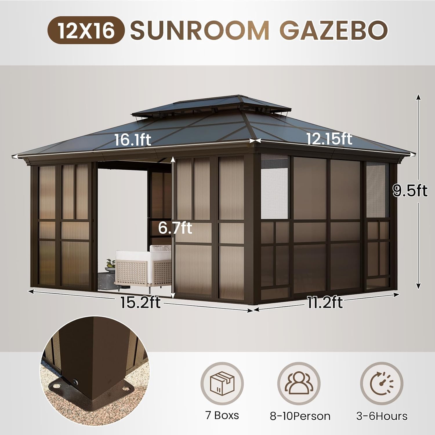 YOLENY sunroom gazebo worth it,should I buy YOLENY gazebo,YOLENY gazebo pros cons,best hardtop patio gazebo,YOLENY solarium honest,permanent gazebo for backyard unboxing and complete package contents
