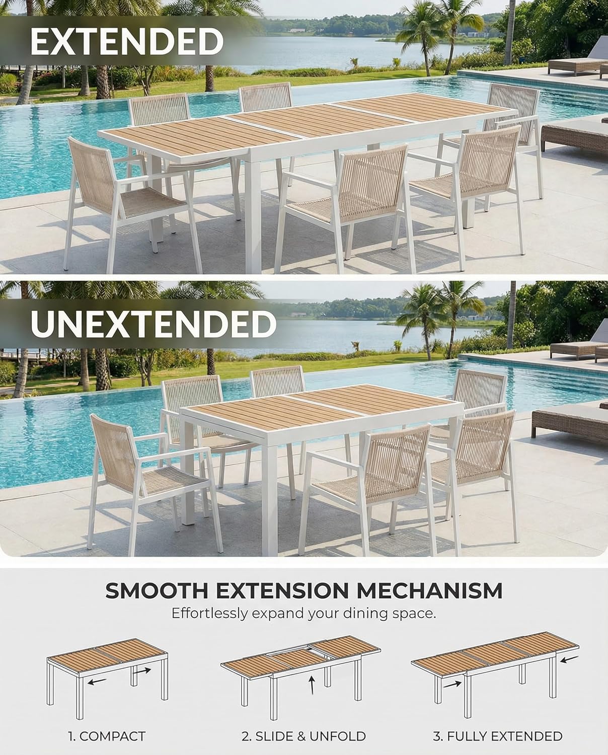 ZANDOR expandable outdoor dining set best expandable patio table set for 8 ZANDOR outdoor dining set pros cons should I buy ZANDOR patio set ZANDOR vs other aluminum dining sets expandable dining set for 8 people unboxing and complete package contents