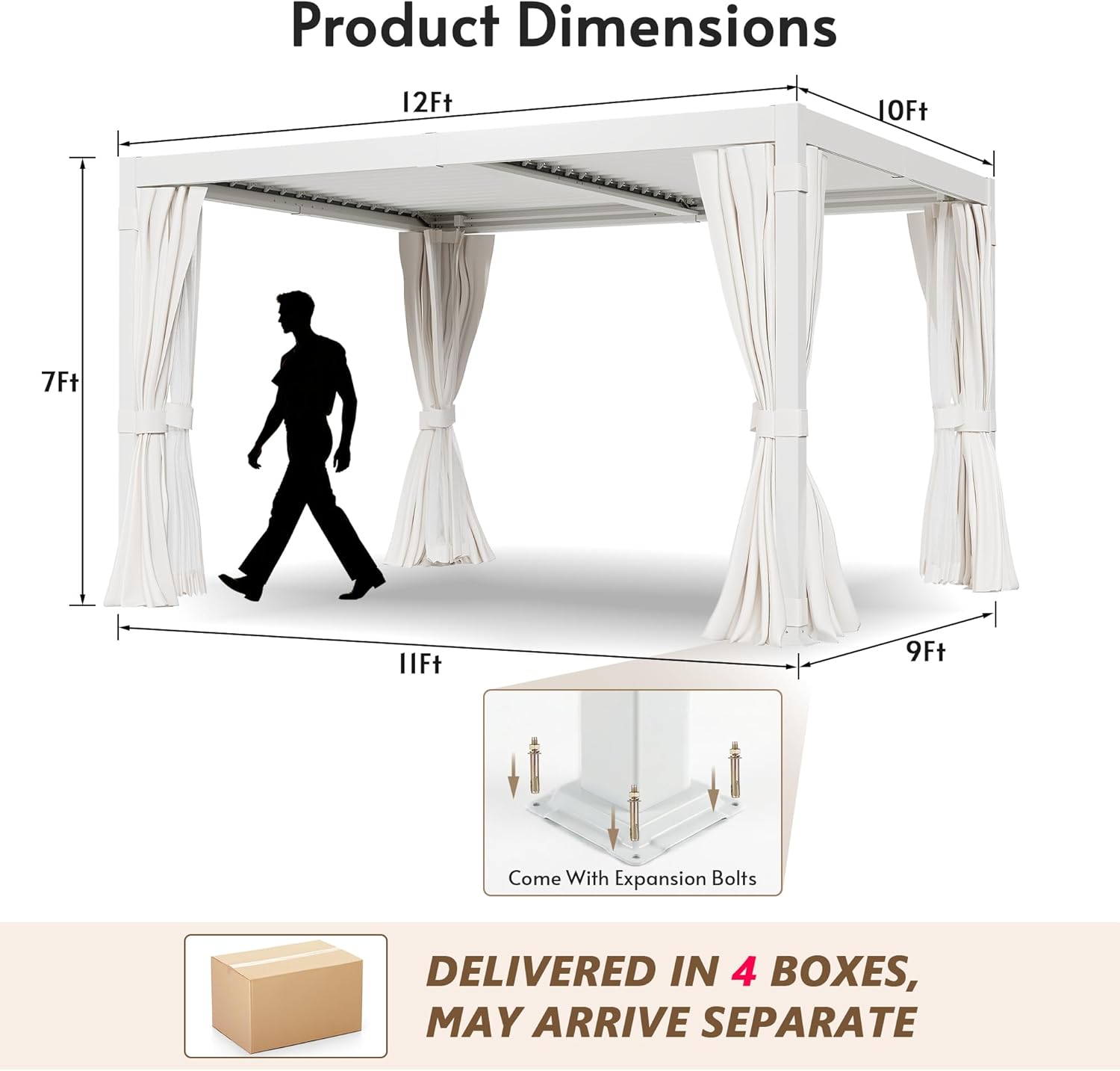 best 10x12 aluminum louvered pergola,10x12 louvered pergola with curtains worth buying,adjustable roof pergola for patio pros cons,Rotihom aluminum pergola vs competitors,waterproof pergola with gutter system features,should I buy a louvered pergola for my deck unboxing and complete package contents