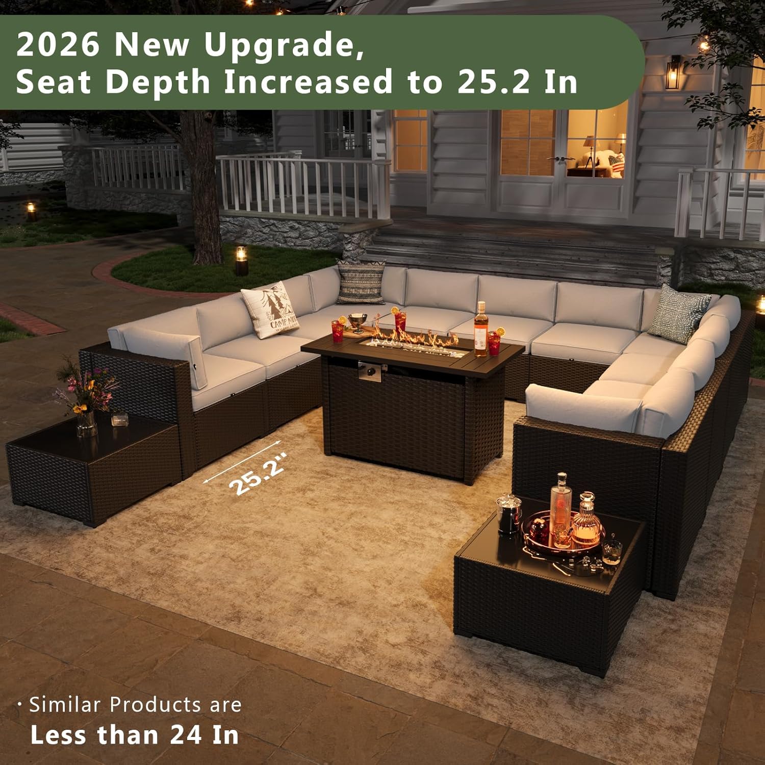 best 15 piece patio furniture set,patio sectional with fire pit table,12 piece outdoor furniture set,wicker rattan patio sofa worth buying,best fire pit table for entertaining,outdoor sectional cushion durability unboxing and complete package contents