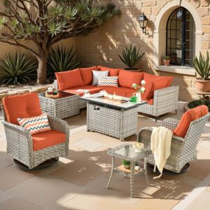 Image 1 of best 9 piece outdoor sectional with fire pit