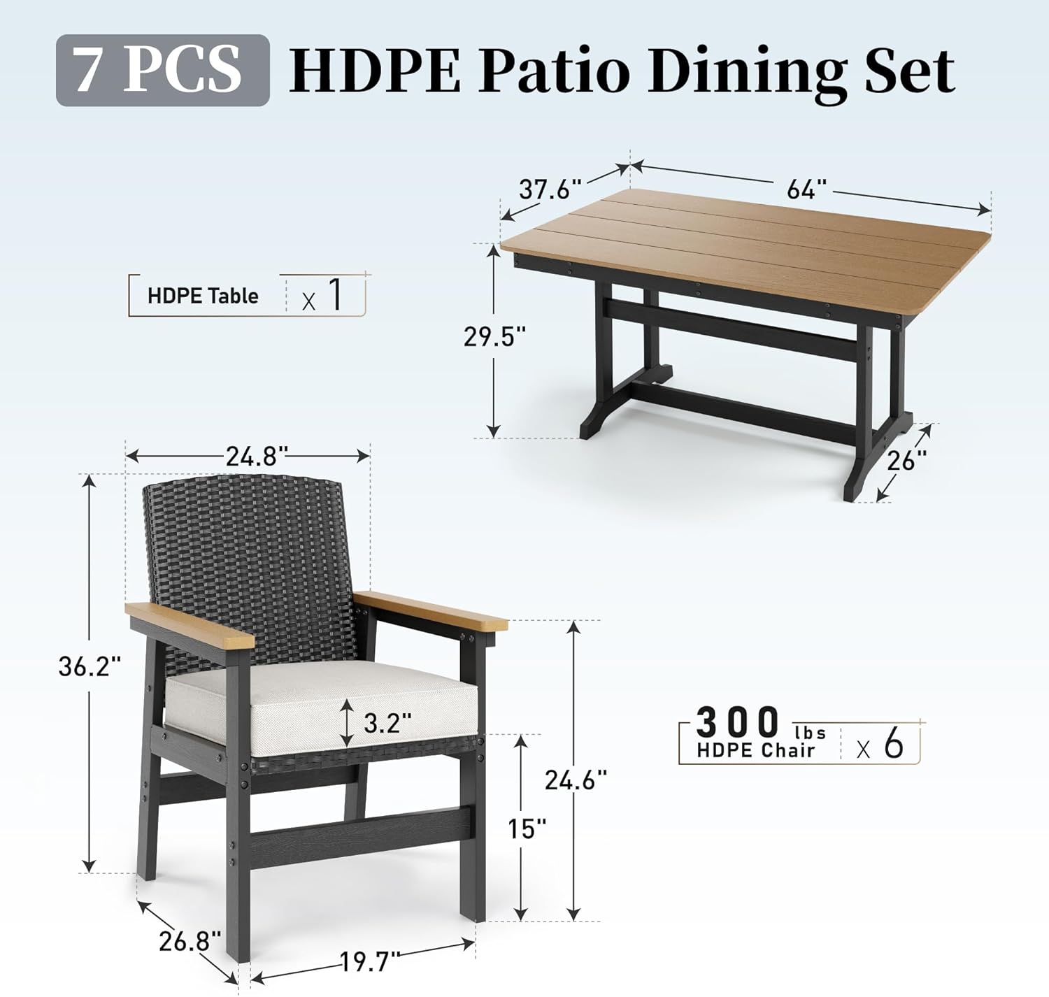 best HDPE patio dining set,HDPE outdoor furniture pros cons,all weather patio set for deck,SUNSHINE VALLEY dining set worth buying,wicker dining chairs with waterproof cushions,best outdoor dining set for backyard unboxing and complete package contents