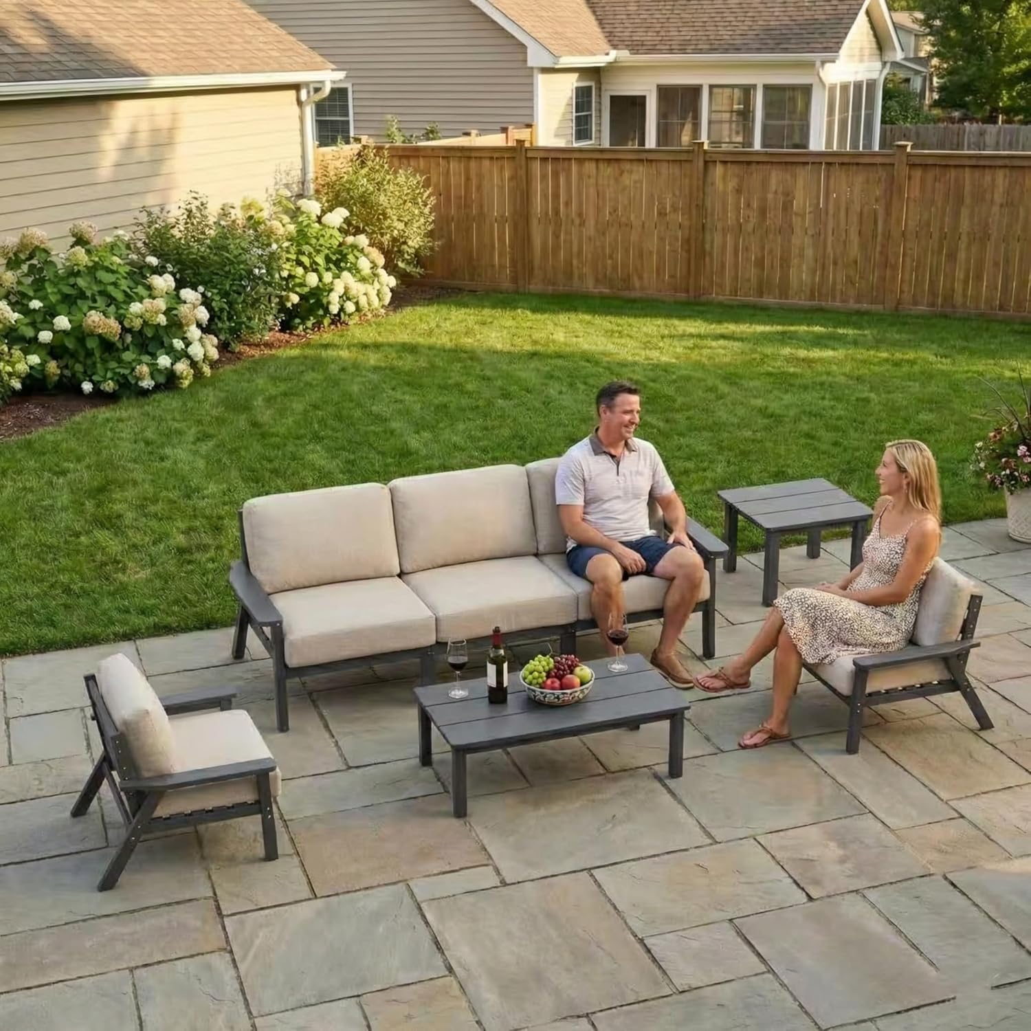 best HDPE patio furniture set,should I buy HDPE patio furniture,HDPE vs aluminum outdoor furniture,Kingdura patio set pros cons,outdoor sectional with washable cushions,best outdoor furniture for all weather unboxing and complete package contents