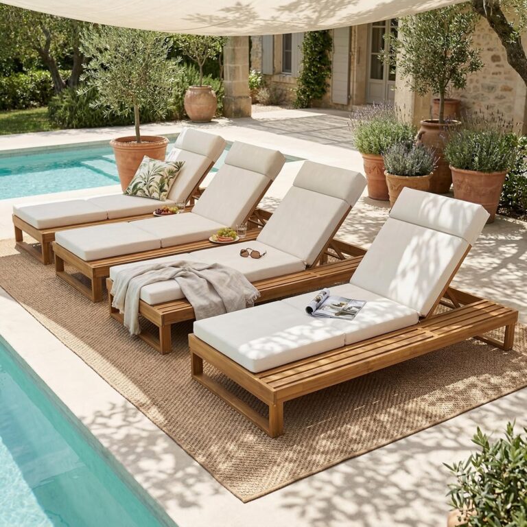 Image 1 of best acacia wood chaise lounge