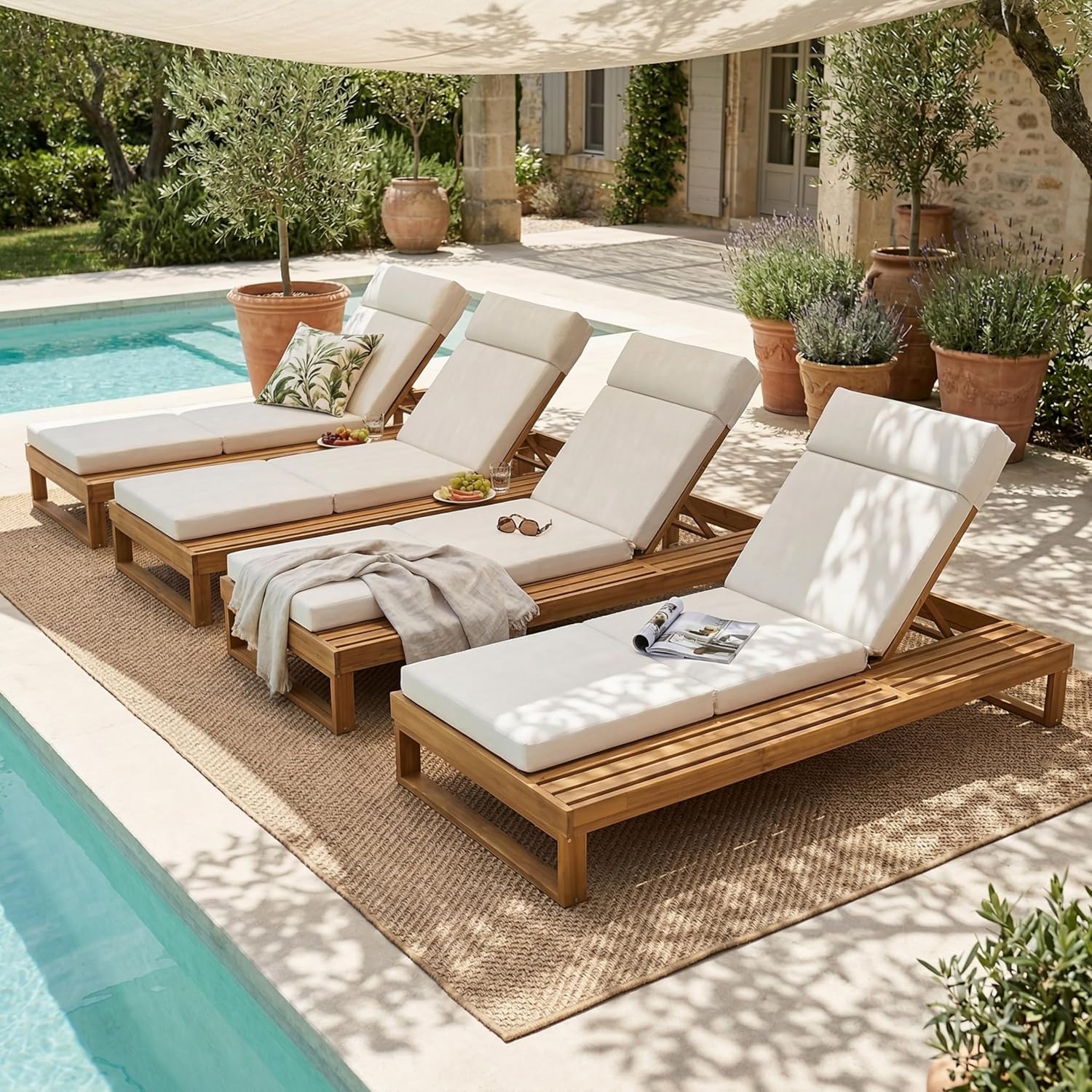 Image 1 of best acacia wood chaise lounge