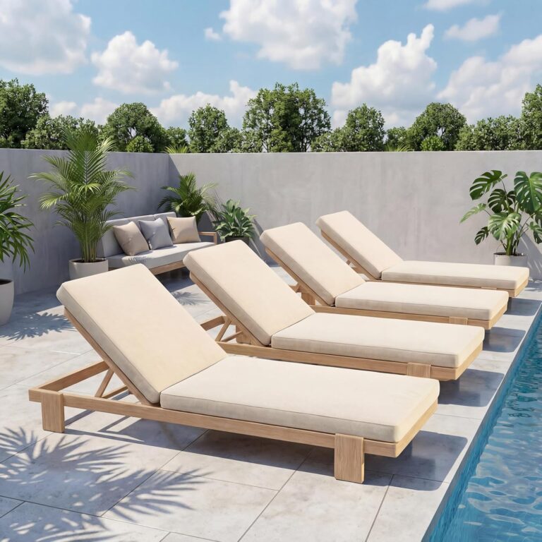 Image 1 of best acacia wood chaise lounge set