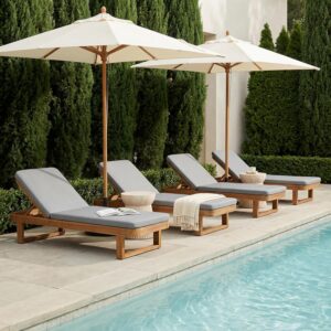 Image 1 of best acacia wood chaise lounge set