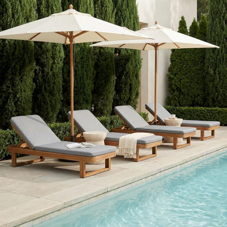 Image 1 of best acacia wood chaise lounge set