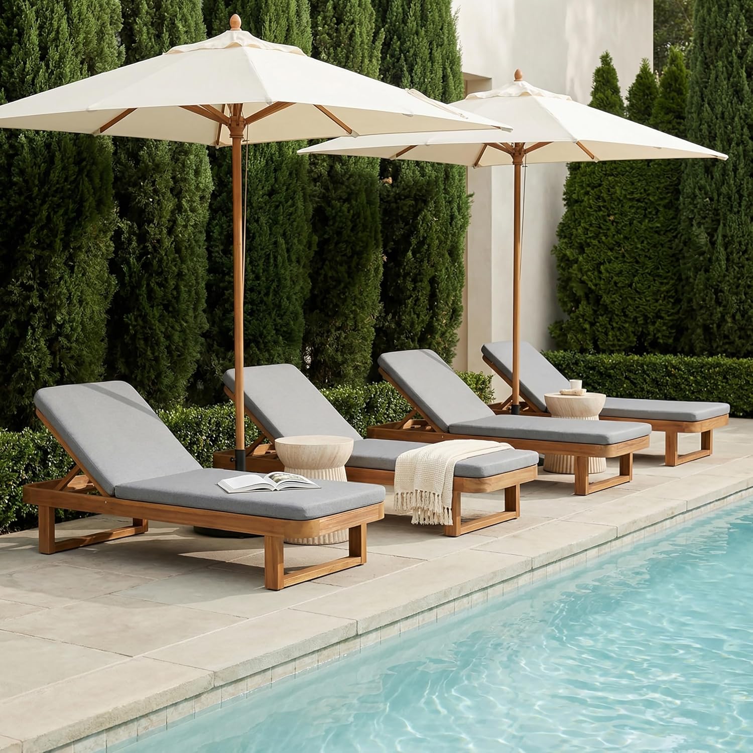Image 1 of best acacia wood chaise lounge set