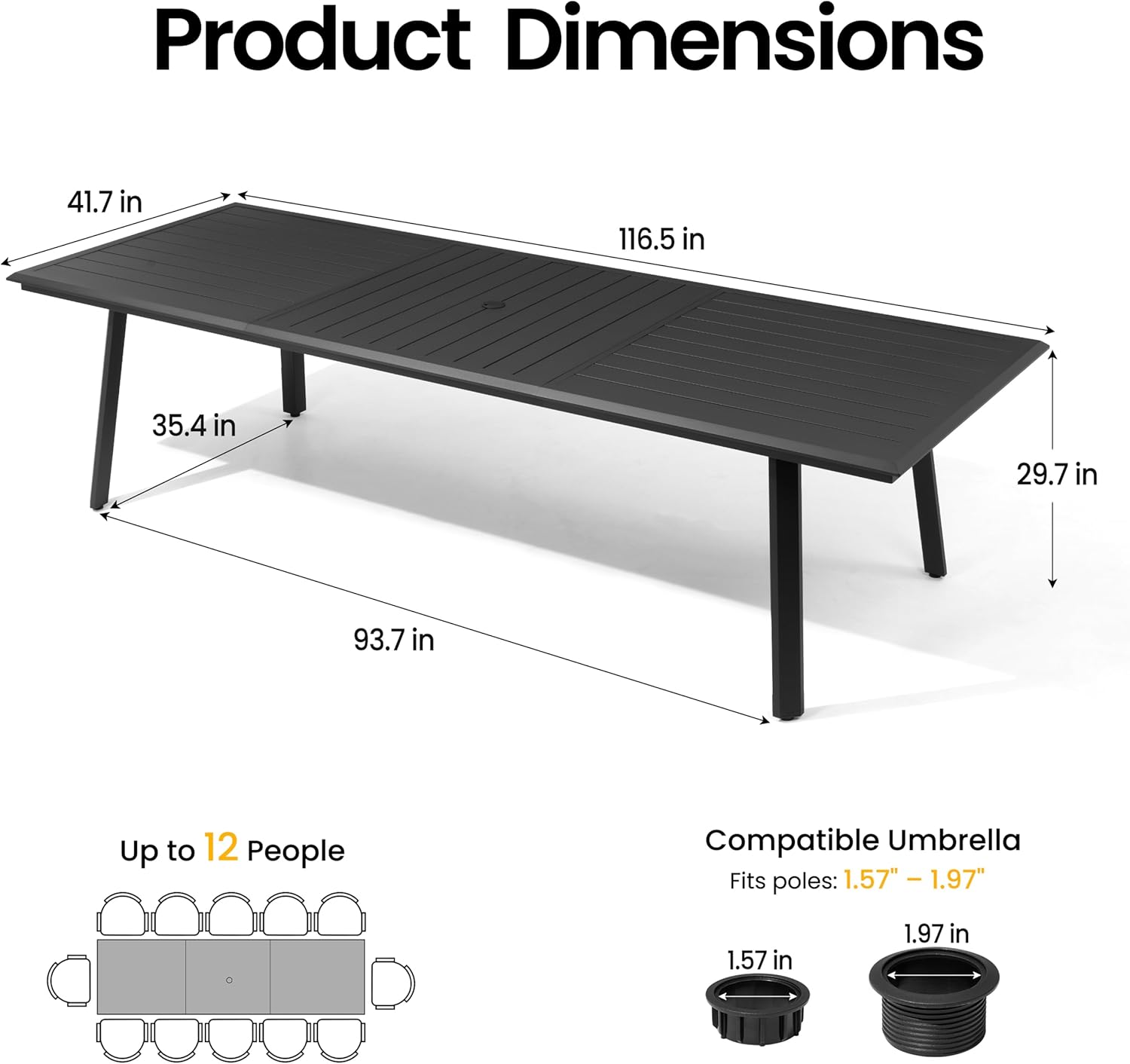 best aluminum outdoor dining table for 12,118 inch patio table worth buying,PATIOHIT outdoor table pros cons,aluminum outdoor dining table vs wood,large patio table with umbrella hole features,best patio dining table for 12 people unboxing and complete package contents