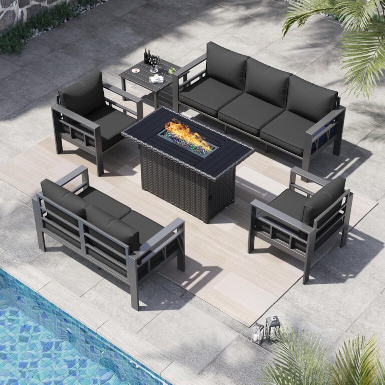 Image 1 of best aluminum patio furniture set with fire pit