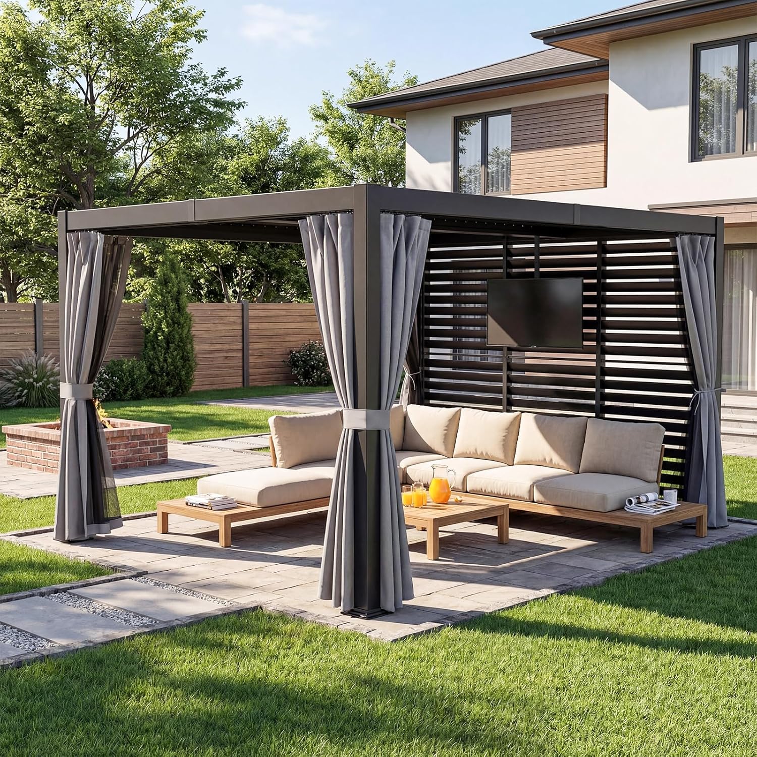 Image 1 of best aluminum pergola with TV stand
