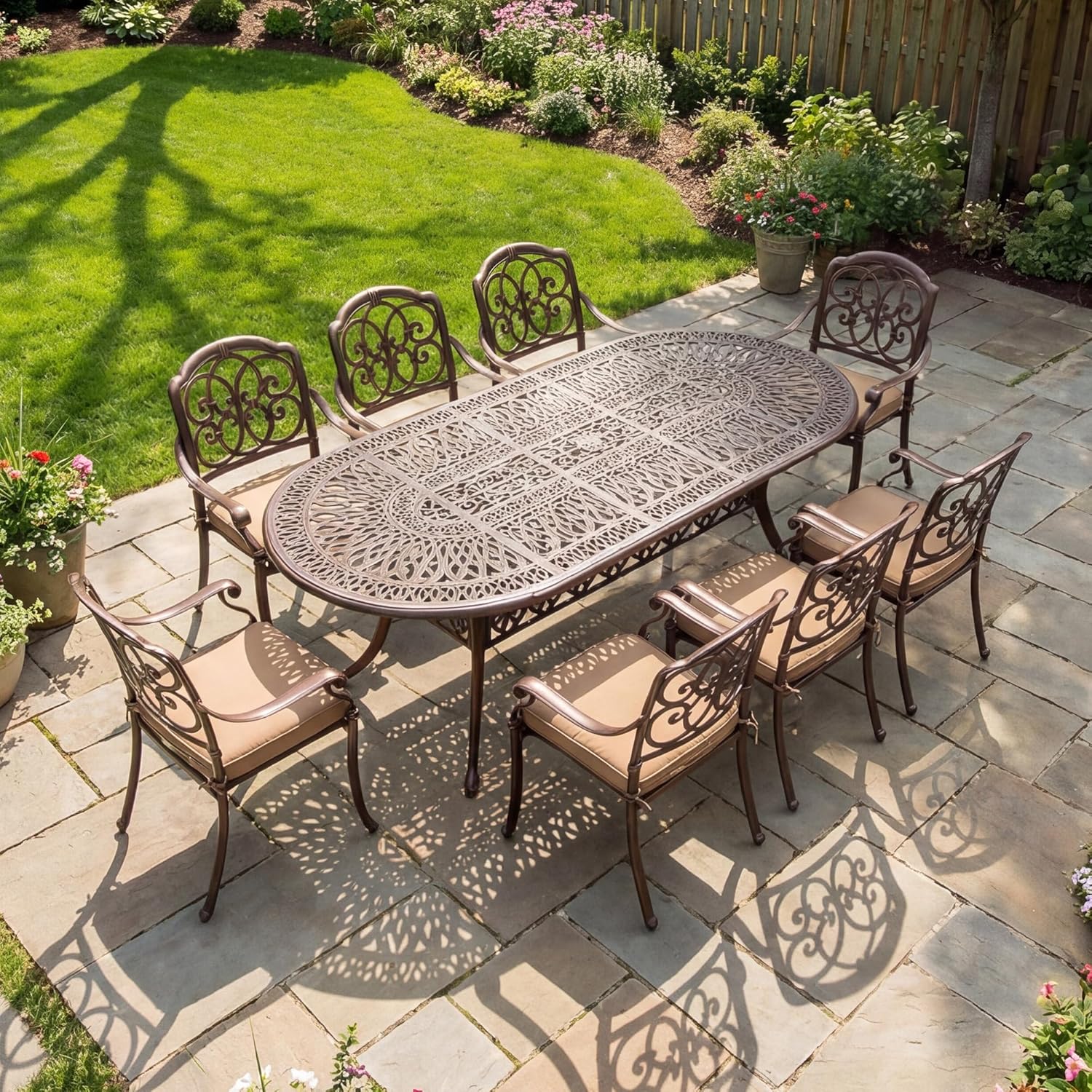 best cast aluminum patio dining set,cast aluminum dining set pros cons,should I buy a cast aluminum patio set,best outdoor dining set for heavy use,cast aluminum vs wrought iron patio furniture,patio dining set for 8 people unboxing and complete package contents