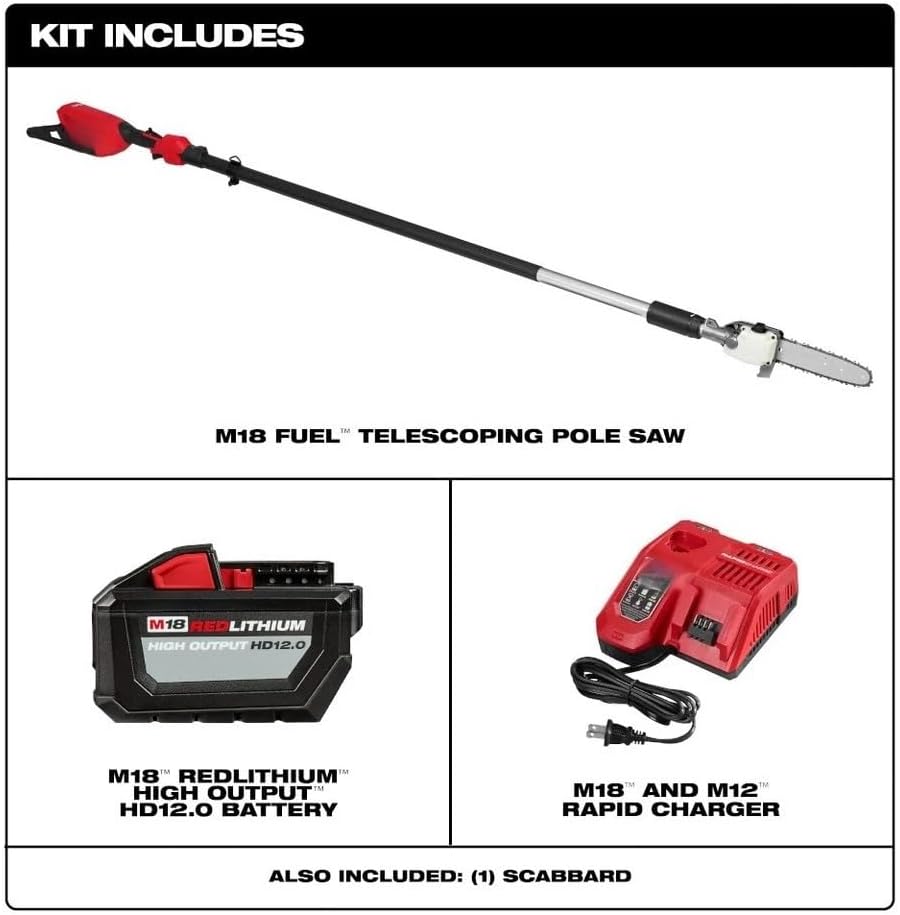 best cordless telescoping pole saw,M18 FUEL pole saw worth it,cordless pole saw pros cons,best battery powered pole saw for trees,telescoping pole saw vs gas,how to choose a pole saw for yard unboxing and complete package contents