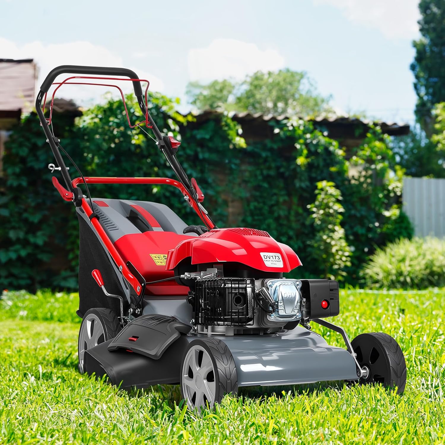 best gas lawn mower for hills,should I buy a self propelled mower,Shulemin 173cc mower worth buying,gas mower for thick grass pros cons,rear wheel drive mower vs alternatives,best lawn mower for uneven yards unboxing and complete package contents