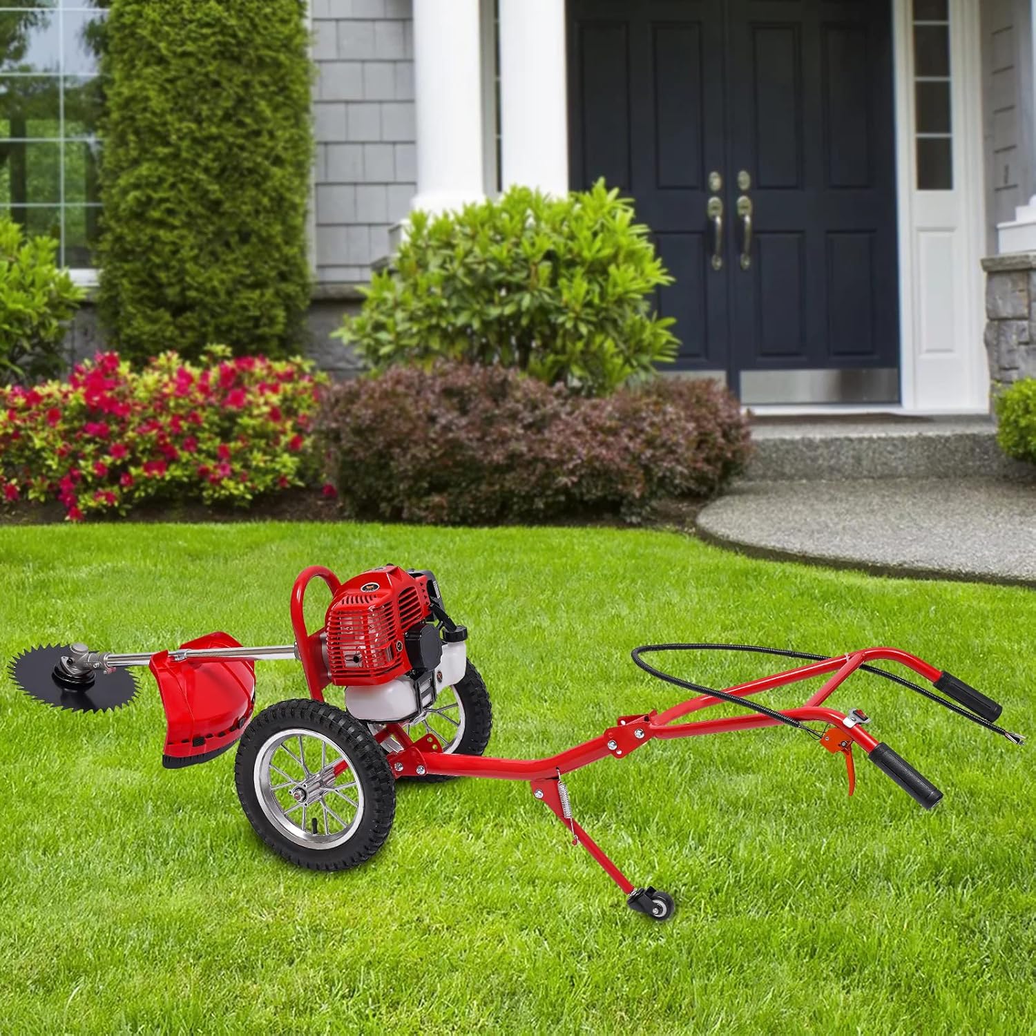 best gas powered brush cutter,brush cutter worth buying,gas brush cutter pros cons,best 2-in-1 lawn mower,49cc brush cutter for yard,should I buy a walk behind weed wacker unboxing and complete package contents