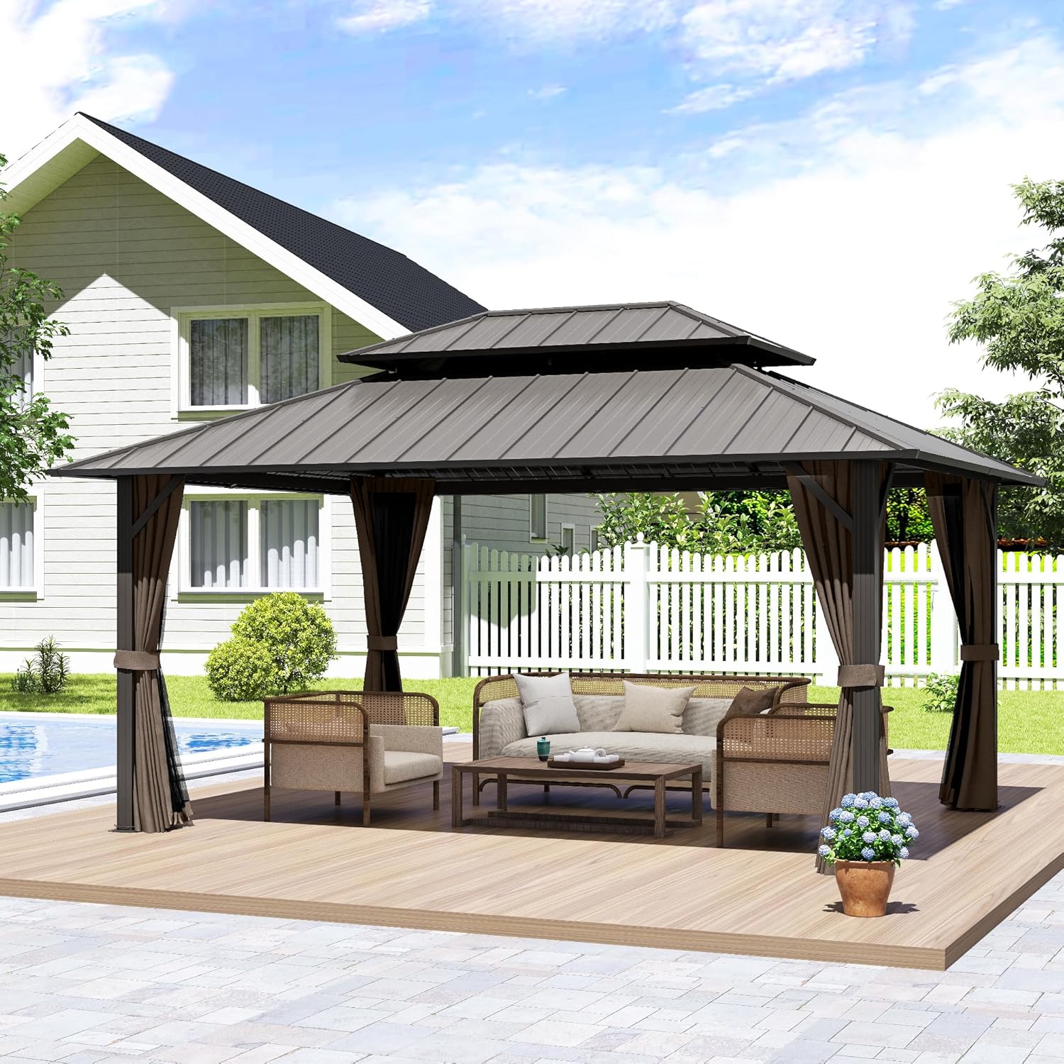 Image 1 of best hardtop gazebo for backyard