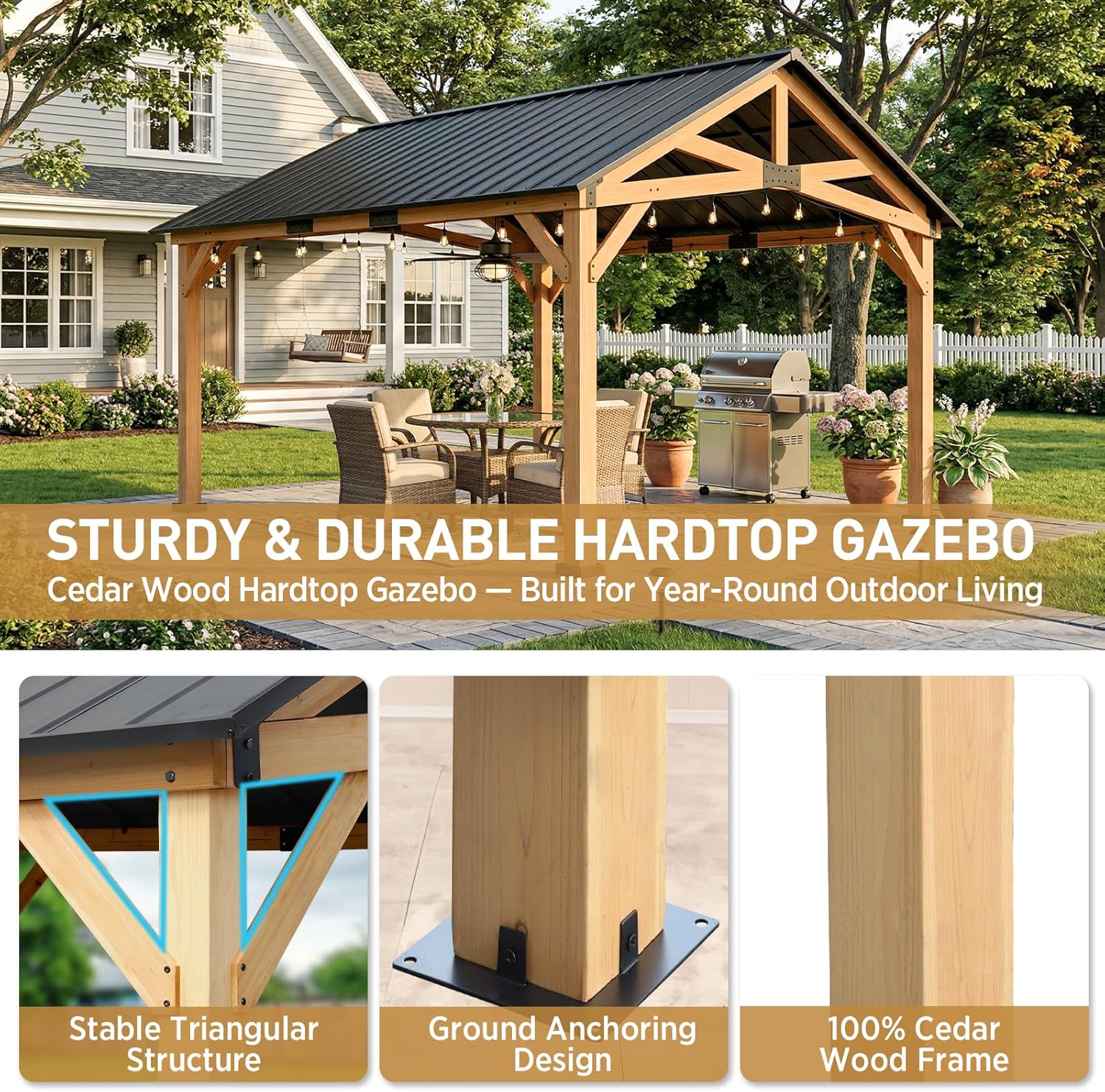 best hardtop gazebo,should I buy a hardtop gazebo,EAGLE PEAK gazebo pros cons,hardtop gazebo vs soft top,best gazebo for patio,cedar wood gazebo worth buying unboxing and complete package contents
