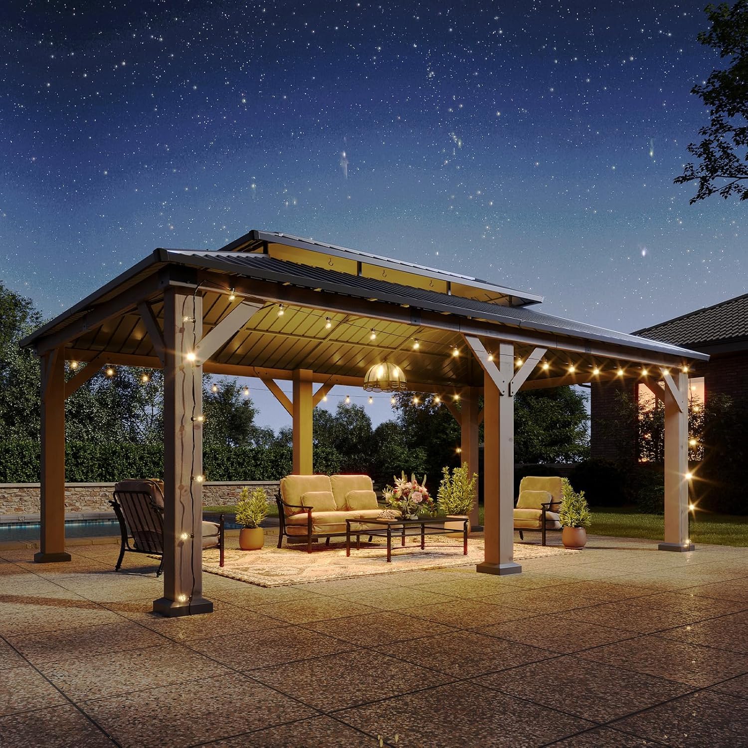 Image 1 of best hardtop wooden gazebo