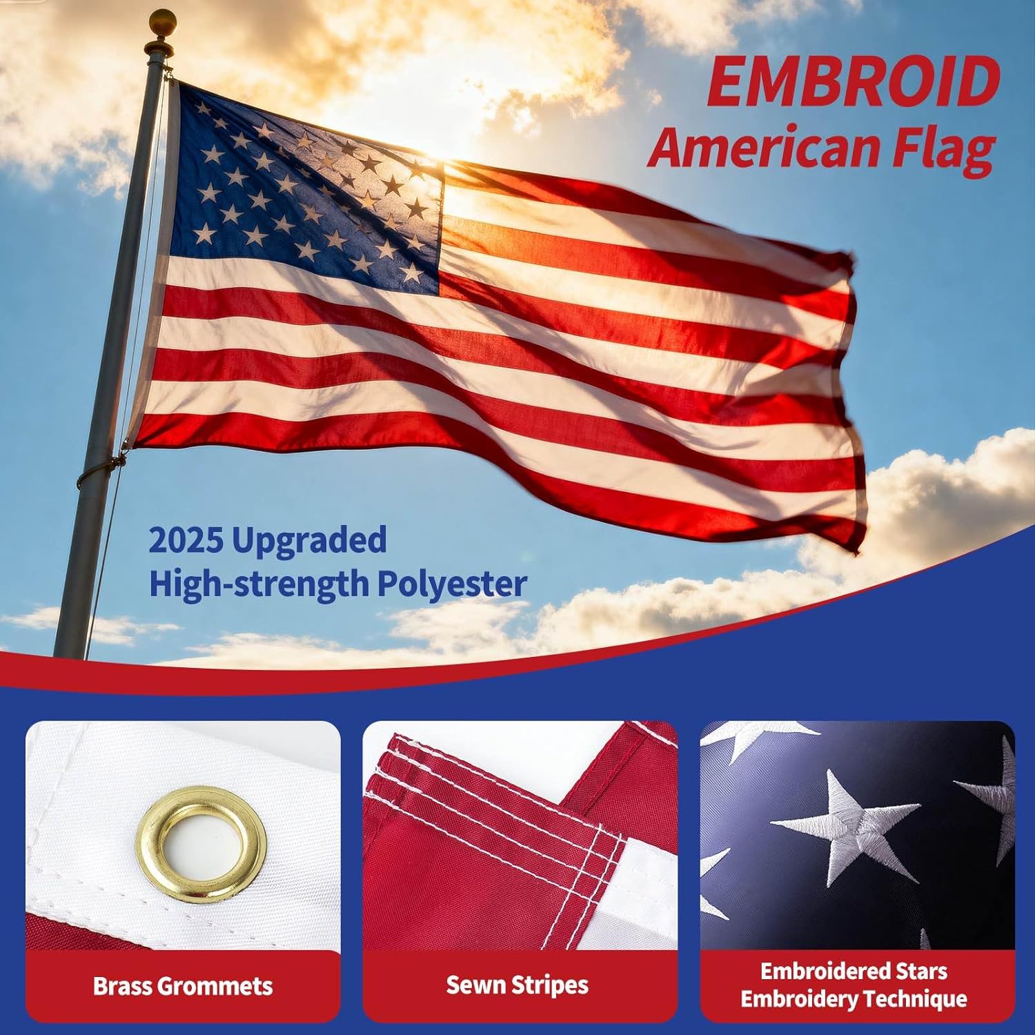 best heavy duty american flag,heavy duty american flag pros cons,american flag tear resistant outdoor,best outdoor flag for car,is heavy duty polyester flag worth it,embroid american flag vs alternatives unboxing and complete package contents
