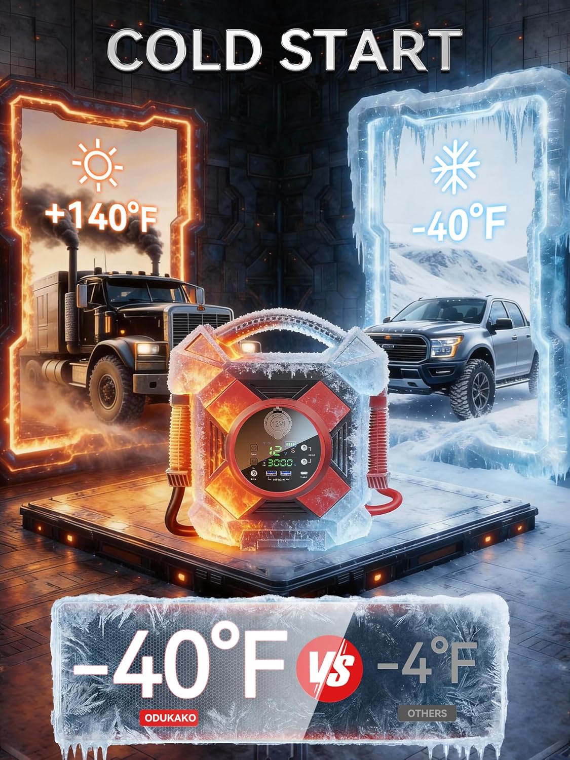 best heavy duty jump starter,heavy duty jump starter worth buying,best jump starter for semi truck,ODUKAKO DM1264 pros cons,should I buy a commercial jump starter,heavy duty jump starter for diesel engines performance testing and real-world results