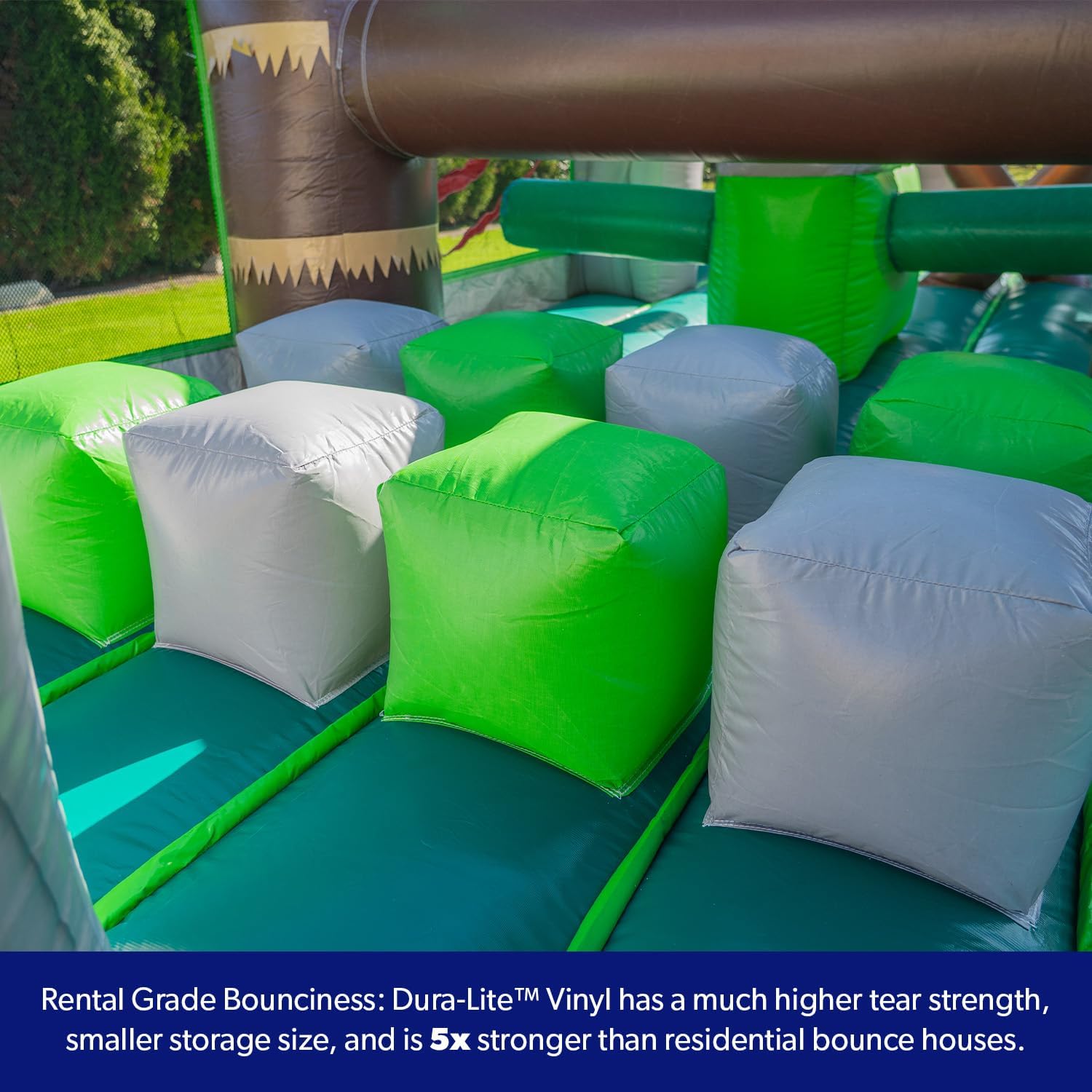 Real-world testing photos of the best inflatable obstacle course water slide in use during a kids' party, showing durability and fun factor.