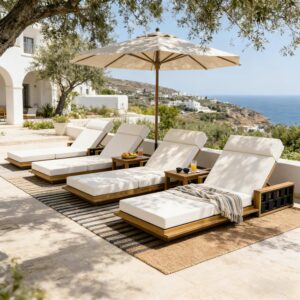 Image 1 of best merax acacia wood chaise lounge set